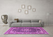 Machine Washable Medallion Purple Traditional Area Rugs in a Living Room, wshtr4544pur