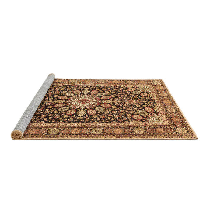 Sideview of Machine Washable Medallion Brown Traditional Rug, wshtr4544brn