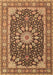 Machine Washable Medallion Brown Traditional Rug, wshtr4544brn