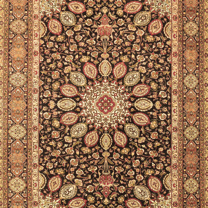 Machine Washable Medallion Brown Traditional Rug, wshtr4544brn