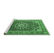 Sideview of Machine Washable Medallion Emerald Green Traditional Area Rugs, wshtr4544emgrn