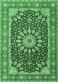 Medallion Emerald Green Traditional Rug, tr4544emgrn