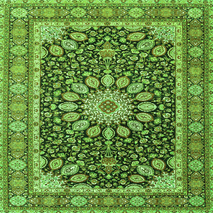 Round Machine Washable Medallion Green Traditional Area Rugs, wshtr4544grn