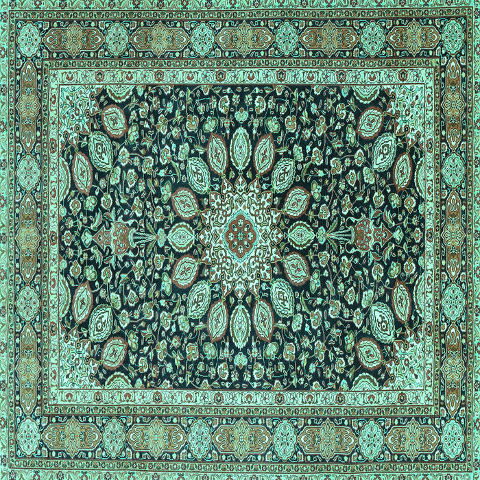 Square Medallion Turquoise Traditional Rug, tr4544turq