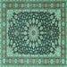 Square Medallion Turquoise Traditional Rug, tr4544turq