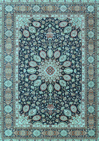 Medallion Light Blue Traditional Rug, tr4544lblu