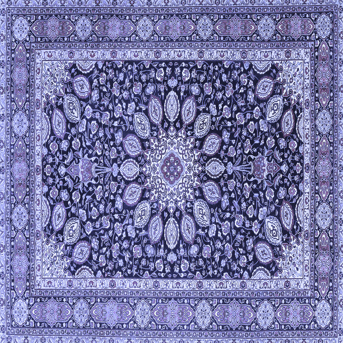 Square Machine Washable Medallion Blue Traditional Rug, wshtr4544blu