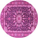 Round Machine Washable Medallion Pink Traditional Rug, wshtr4544pnk