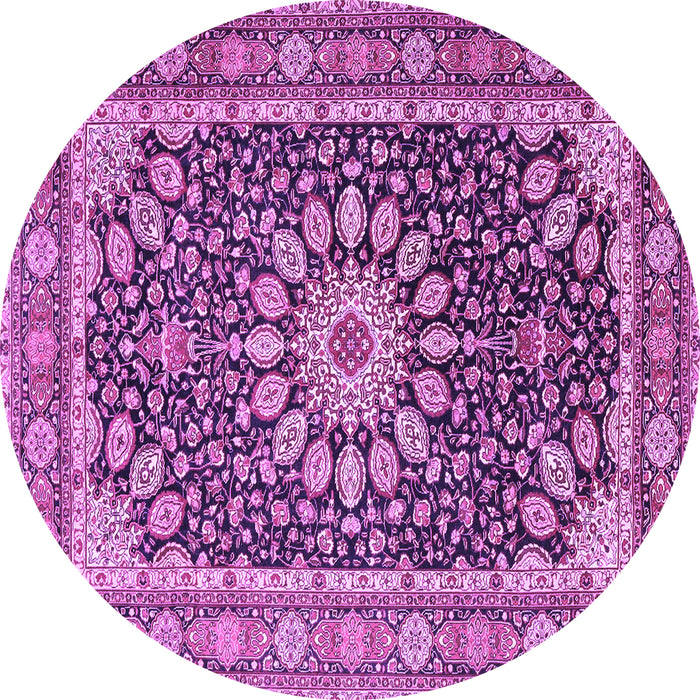 Round Medallion Purple Traditional Rug, tr4544pur