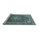 Sideview of Machine Washable Medallion Light Blue Traditional Rug, wshtr4544lblu