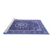 Sideview of Machine Washable Medallion Blue Traditional Rug, wshtr4544blu