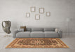 Machine Washable Medallion Brown Traditional Rug in a Living Room,, wshtr4544brn