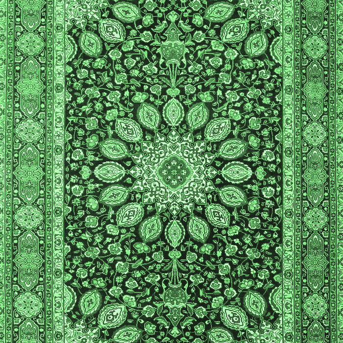 Machine Washable Medallion Emerald Green Traditional Area Rugs, wshtr4544emgrn