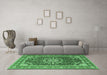 Machine Washable Medallion Emerald Green Traditional Area Rugs in a Living Room,, wshtr4544emgrn