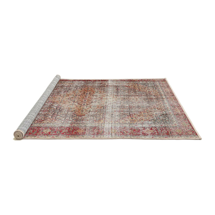 Sideview of Machine Washable Traditional Rust Pink Rug, wshtr4545