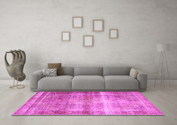 Machine Washable Persian Pink Traditional Rug in a Living Room, wshtr4545pnk