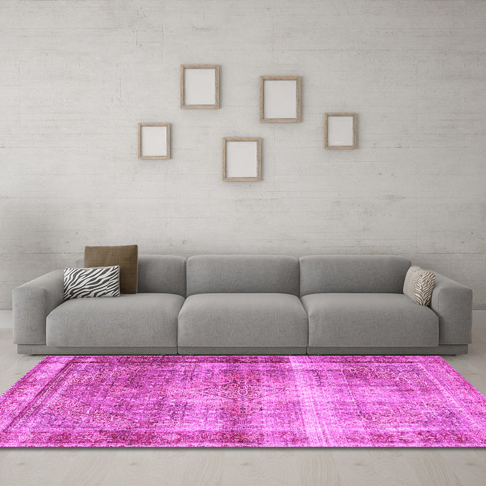 Machine Washable Persian Pink Traditional Rug in a Living Room, wshtr4545pnk