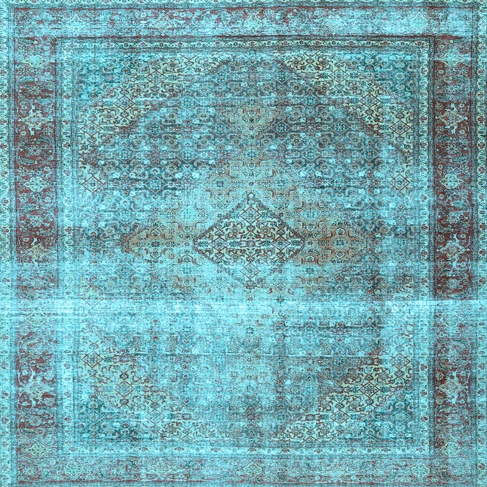 Square Machine Washable Persian Light Blue Traditional Rug, wshtr4545lblu