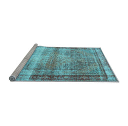 Sideview of Machine Washable Persian Light Blue Traditional Rug, wshtr4545lblu