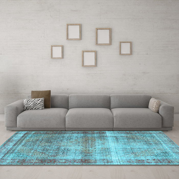 Machine Washable Persian Light Blue Traditional Rug in a Living Room, wshtr4545lblu