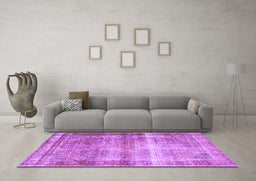 Machine Washable Persian Purple Traditional Area Rugs in a Living Room, wshtr4545pur