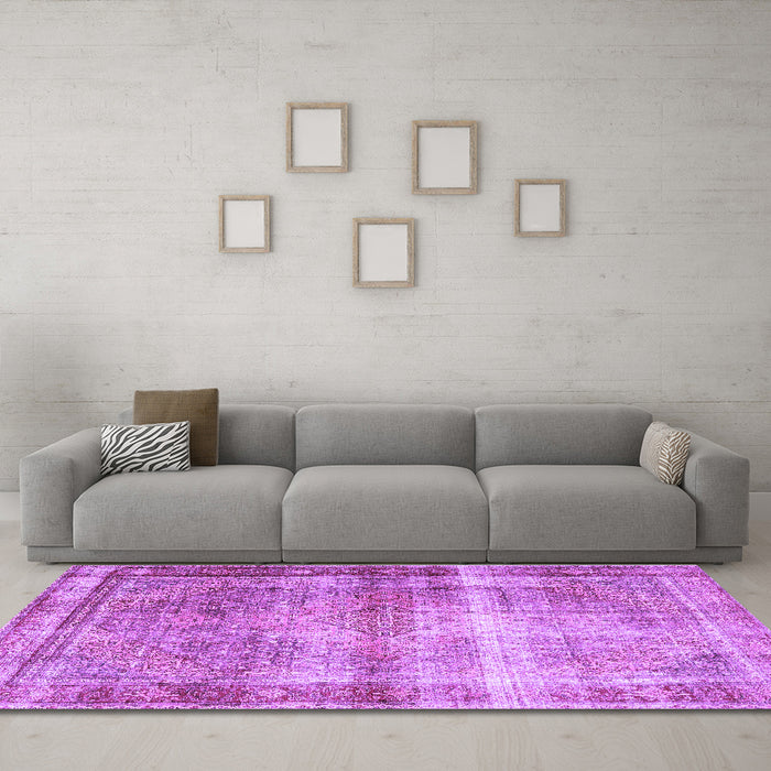 Machine Washable Persian Purple Traditional Area Rugs in a Living Room, wshtr4545pur