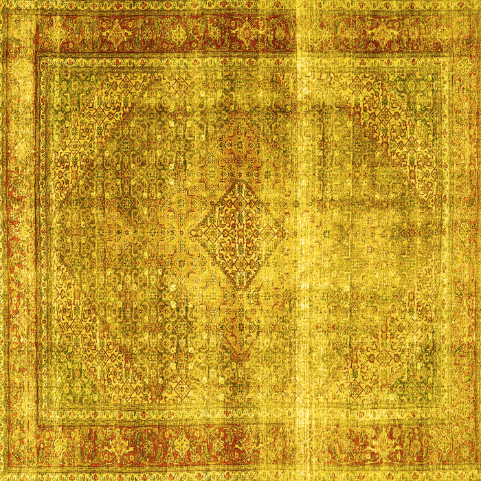 Square Machine Washable Persian Yellow Traditional Rug, wshtr4545yw