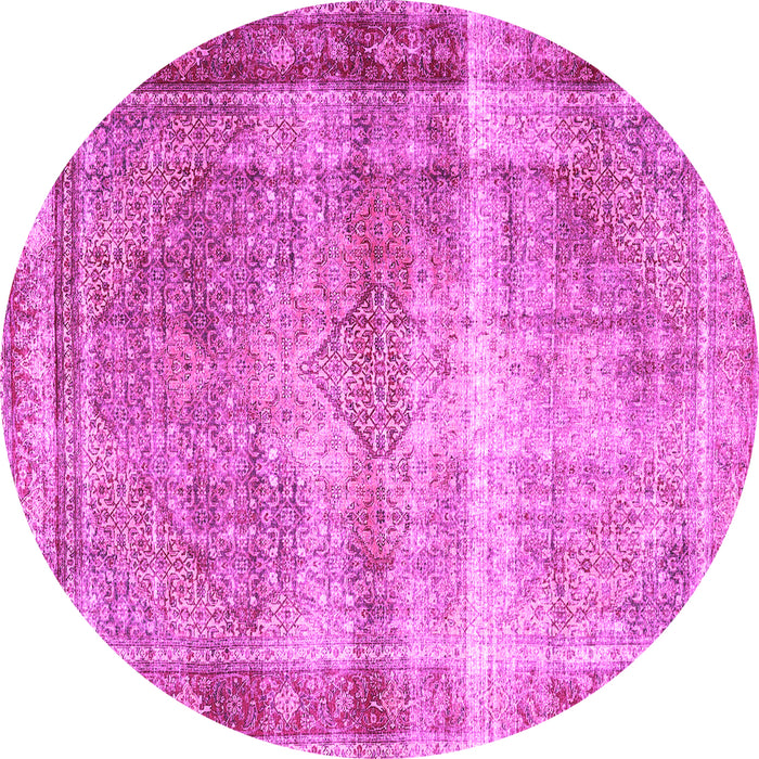 Round Machine Washable Persian Pink Traditional Rug, wshtr4545pnk