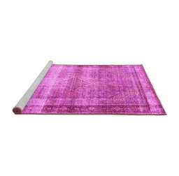 Sideview of Machine Washable Persian Pink Traditional Rug, wshtr4545pnk