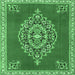 Square Medallion Emerald Green Traditional Rug, tr4546emgrn