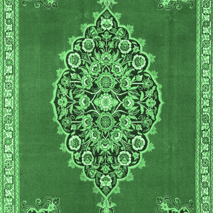 Machine Washable Medallion Emerald Green Traditional Area Rugs, wshtr4546emgrn