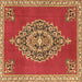 Square Medallion Brown Traditional Rug, tr4546brn