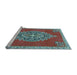 Sideview of Machine Washable Medallion Light Blue Traditional Rug, wshtr4546lblu