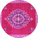 Round Medallion Pink Traditional Rug, tr4546pnk