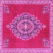 Square Machine Washable Medallion Pink Traditional Rug, wshtr4546pnk