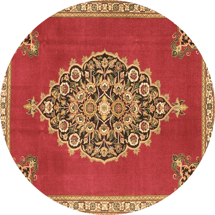 Round Medallion Brown Traditional Rug, tr4546brn