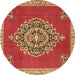 Round Medallion Brown Traditional Rug, tr4546brn