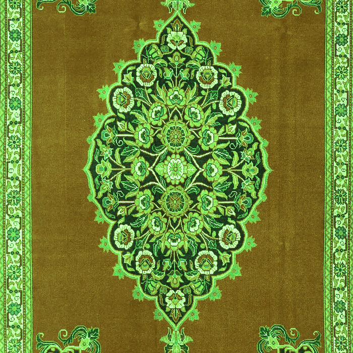 Serging Thickness of Machine Washable Medallion Green Traditional Area Rugs, wshtr4546grn