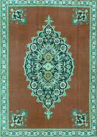 Medallion Turquoise Traditional Rug, tr4546turq