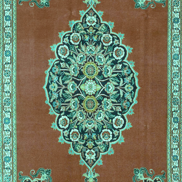 Medallion Turquoise Traditional Rug, tr4546turq