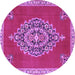 Round Medallion Purple Traditional Rug, tr4546pur