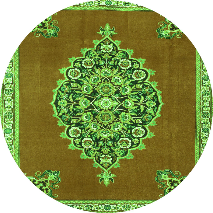 Square Medallion Green Traditional Rug, tr4546grn