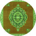 Square Medallion Green Traditional Rug, tr4546grn