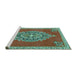 Sideview of Machine Washable Medallion Turquoise Traditional Area Rugs, wshtr4546turq