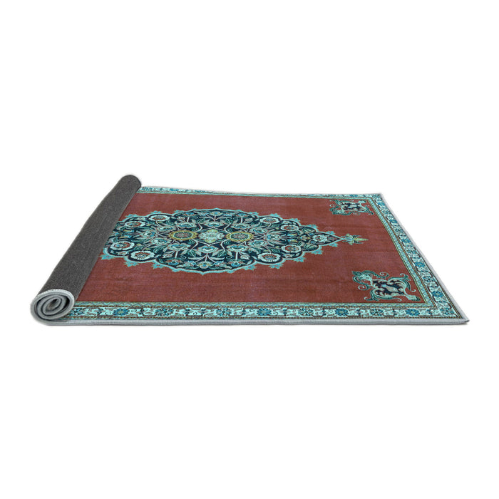 Sideview of Medallion Light Blue Traditional Rug, tr4546lblu