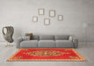 Machine Washable Medallion Orange Traditional Area Rugs in a Living Room, wshtr4546org