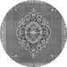 Machine Washable Medallion Gray Traditional Rug, wshtr4546gry