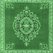 Square Machine Washable Medallion Emerald Green Traditional Area Rugs, wshtr4546emgrn