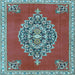 Square Medallion Light Blue Traditional Rug, tr4546lblu