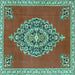 Square Medallion Turquoise Traditional Rug, tr4546turq